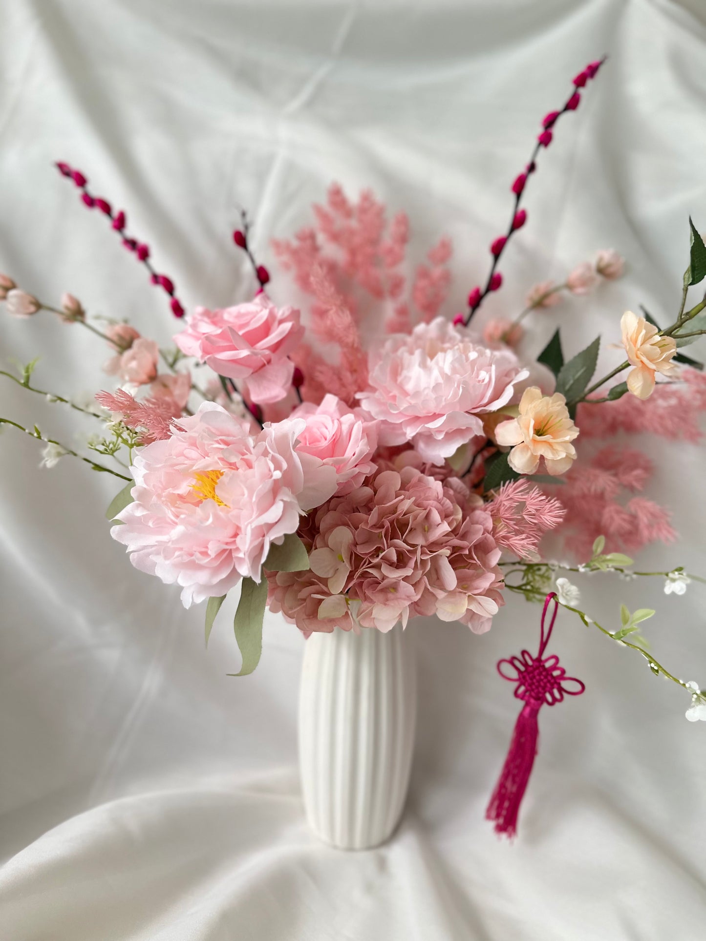 CNY 2025 faux floral peonies vase