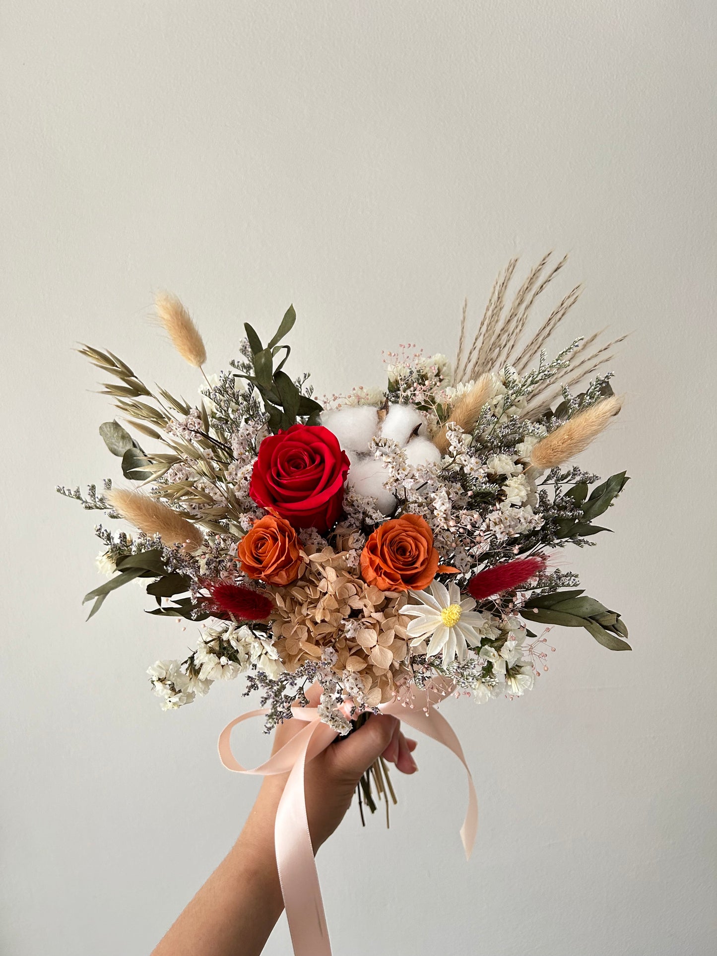 Red orange classic bridal bouquet