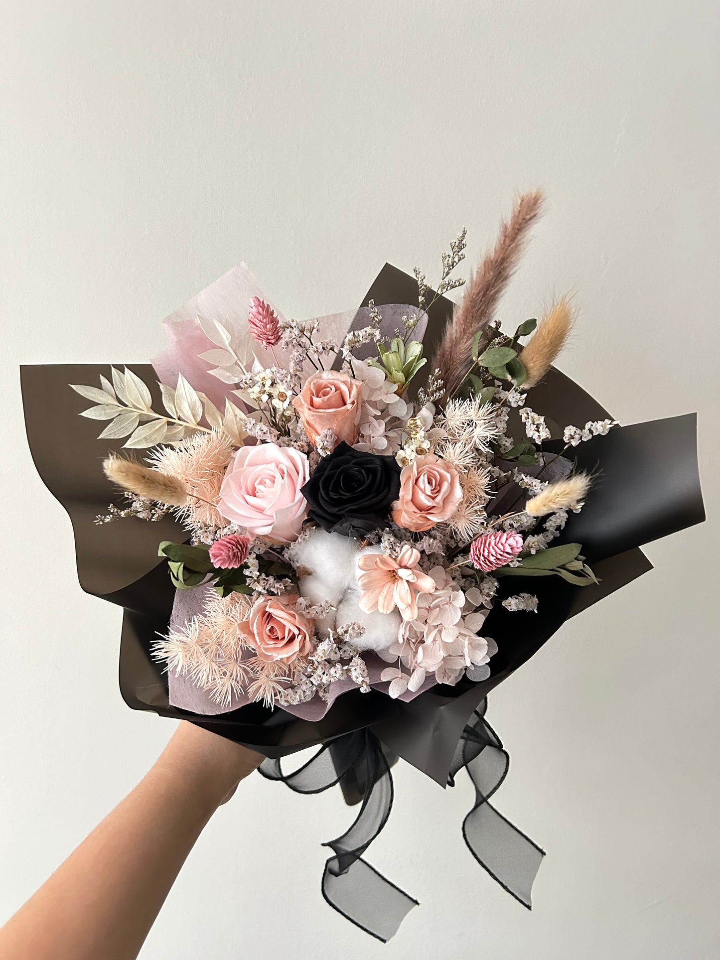 Chic flower black and pink cool rose bouquet