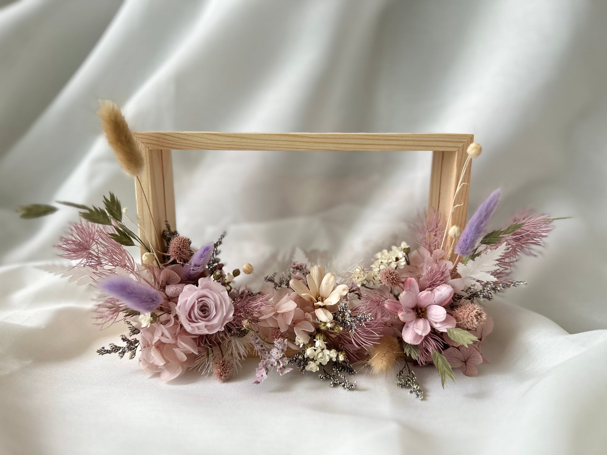 Lilac purple preserved floral frame