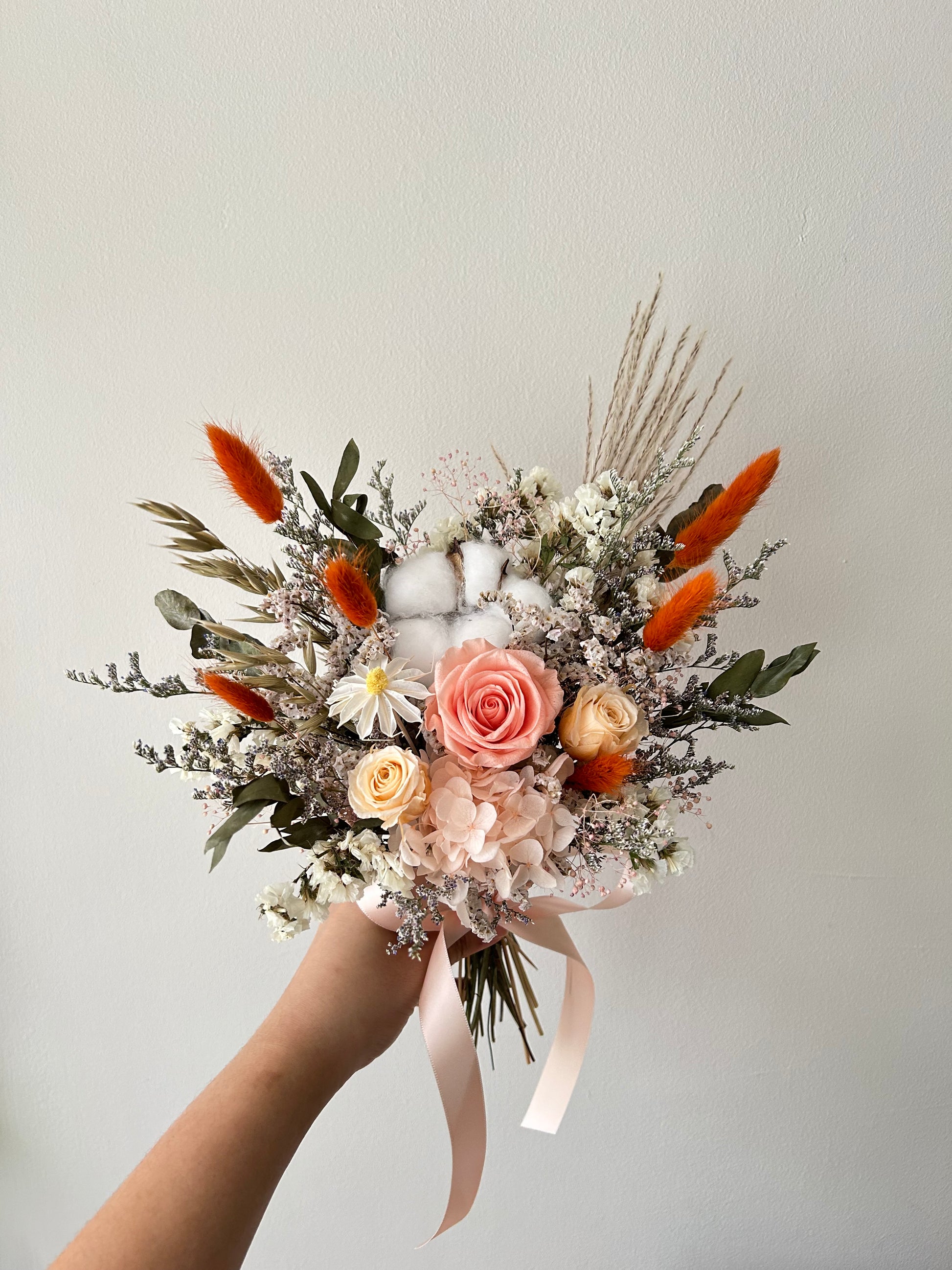 Orange peach classic bridal bouquet