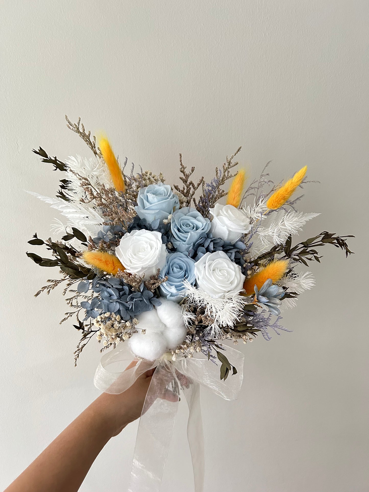 Preserved Flower Bridal Bouquet - Baby Blue