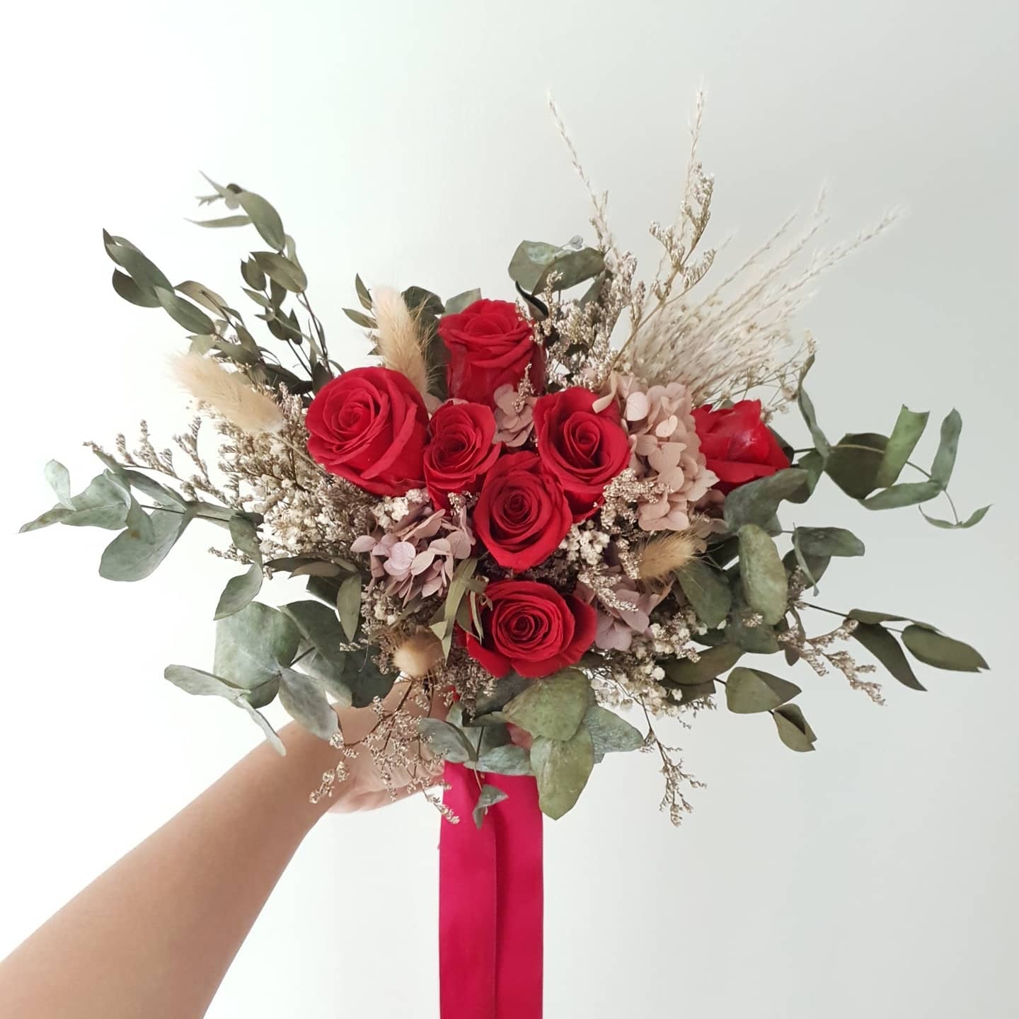 Preserved Flower Bridal Bouquet - Scarlet