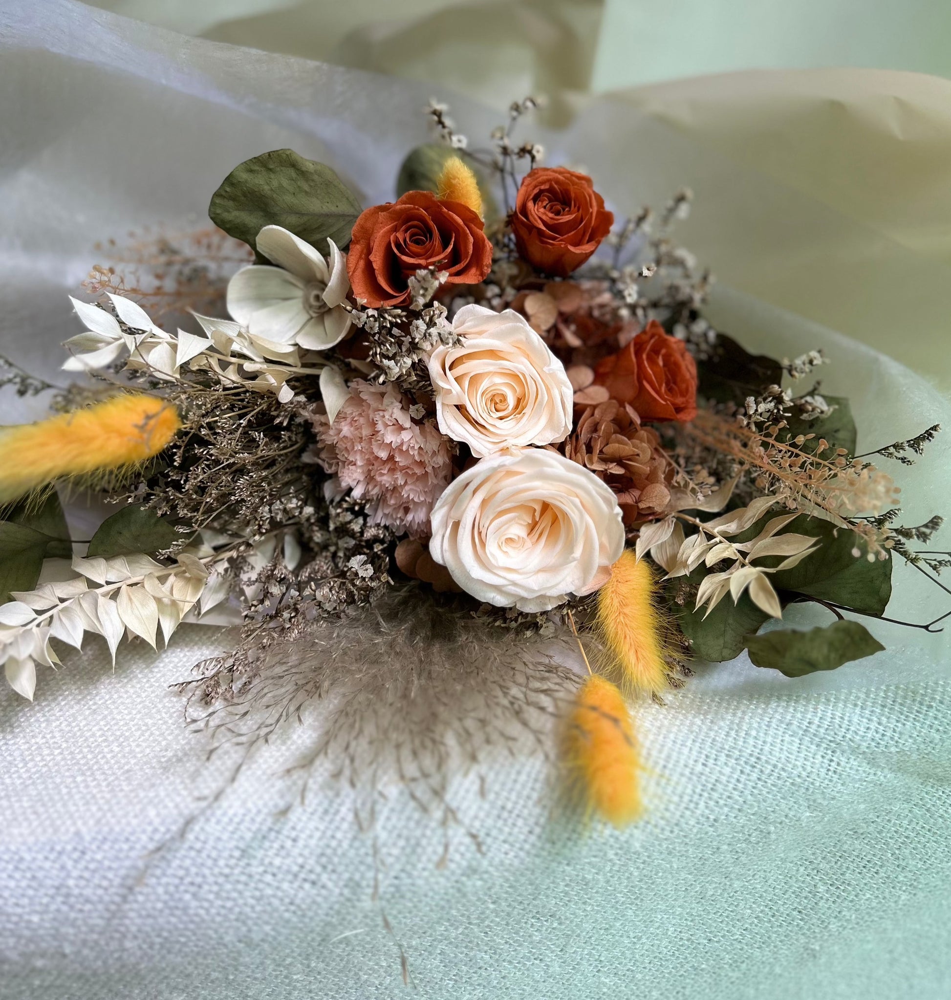 Autumn Bliss flower bouquet top view