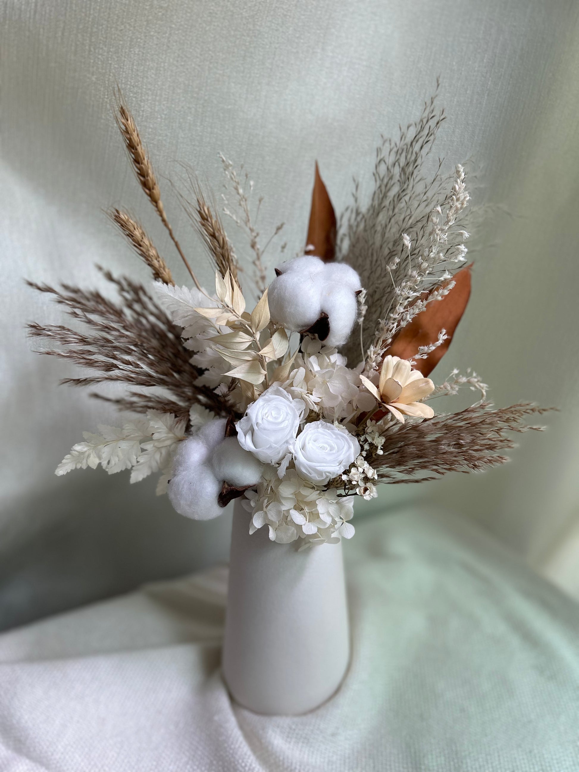 All White Dried Flower Arrangement